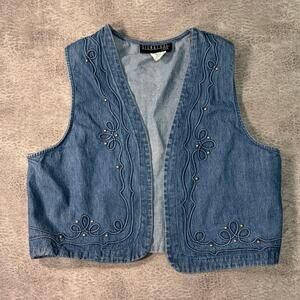 Vintage Jerelle Embroidered Denim Vest